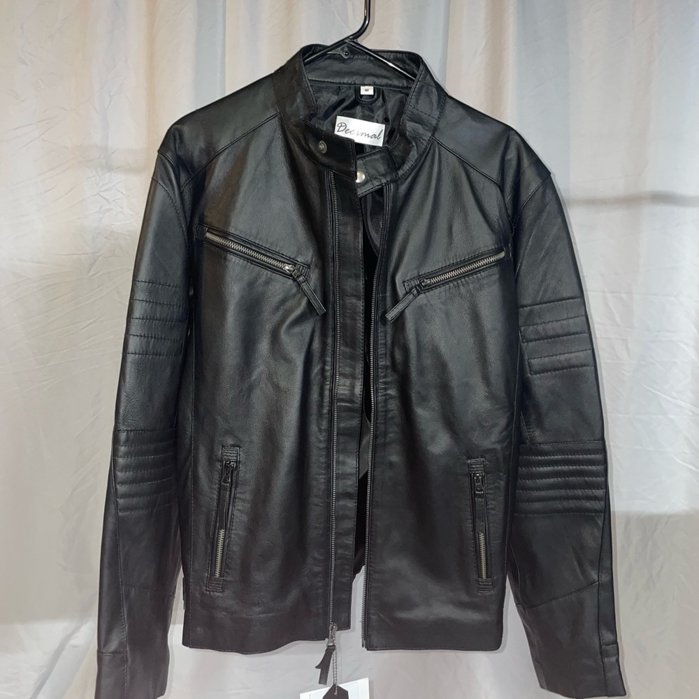 Black Genuine Leather Jacket by Decimal *New With Tags*